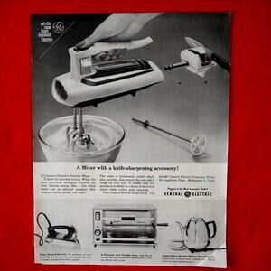 GE Appliances - Mixer Coffee Maker Kitchen - Vtg 1961 B&W Print Ad‎